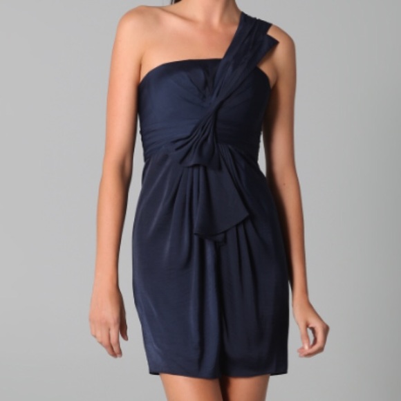 BCBGMaxAzria Dresses & Skirts - Bcbg Max Azria Palais navy one shoulder dress